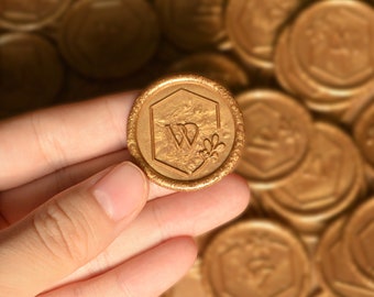Custom handmade wedding wax seal stickers, monogrammed wax seals with adhesive backing, self adhesive wax seals