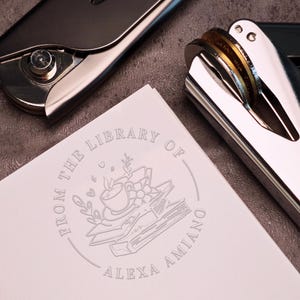 Sello de biblioteca personalizado para amantes de la lectura | Grabador de libros personalizado | De la Biblioteca de Grabadores de Libros | Sello de grabado Ex Libris | Regalos para amantes de la lectura