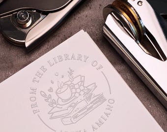 Custom Library Stamp for Book Lovers｜Personalized Book Embosser｜From The Library Of Book Embosser｜Ex libris Embosser Stamp｜Book Lover Gifts
