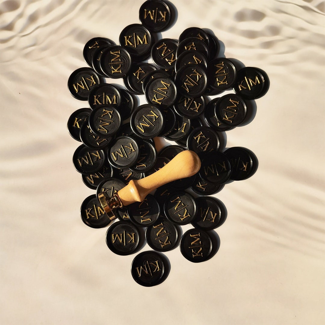 Custom Gold Wedding Wax Seals, Handmade Gold Wax Seal Stickers, 40 Logo