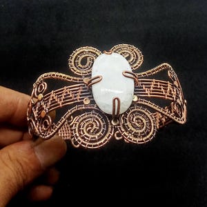 Natural Moonstone Bracelet Copper Wire Bracelet Cuff Jewelry Handmade Jewelry Gemstone Bracelet Man Woman Jewelry Moonstone Cuff Bangle Gift