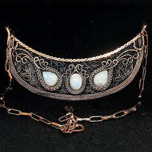 Natural Rainbow Moonstone Necklace Copper Wire Wrapped Necklace Moonstone Jewelry Necklace Gift Jewelry Gemstone Necklace Fashion Necklace