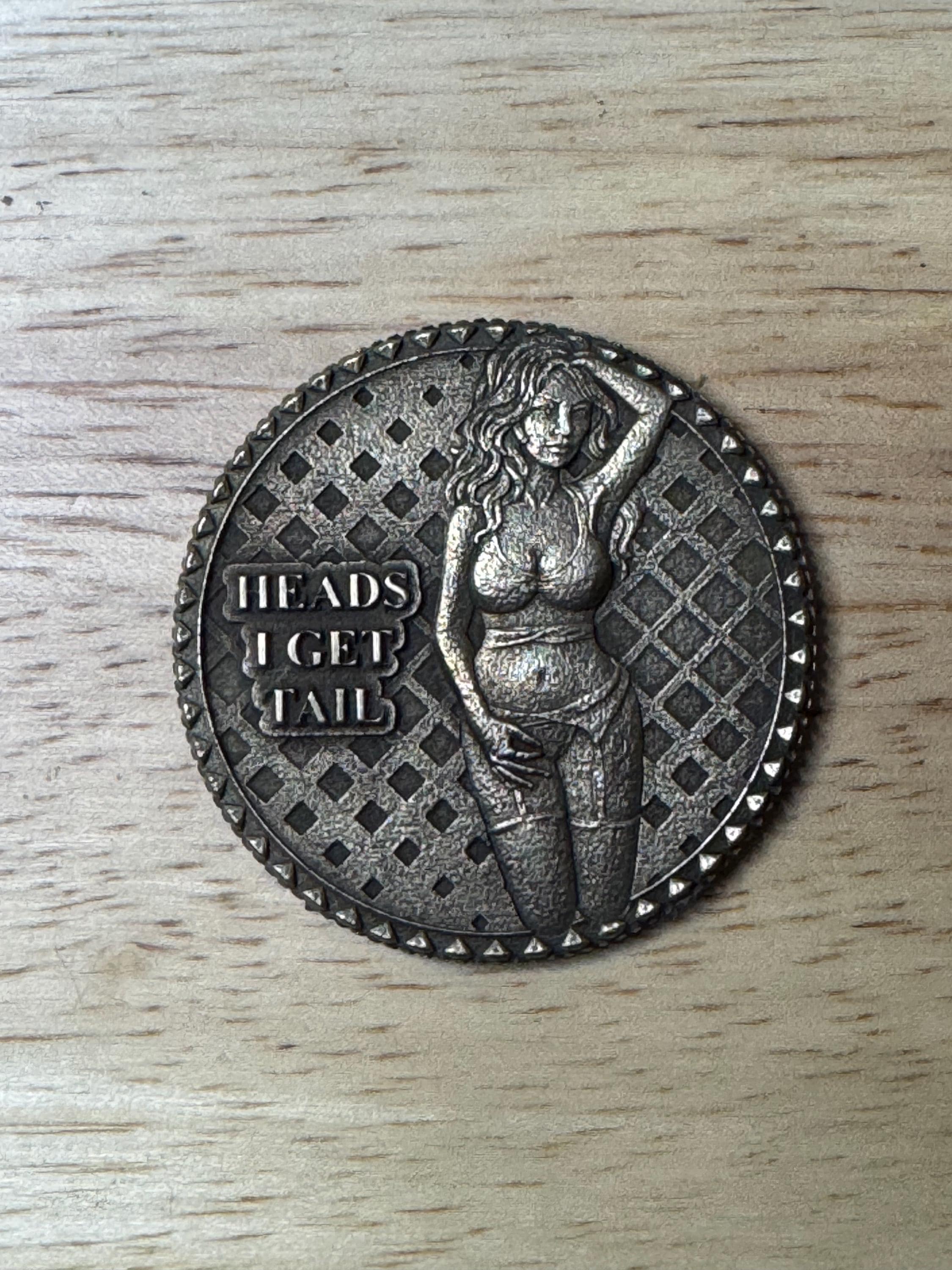 Naughty Brass Coin – “heads I Get Tail, Tails I Get Head” – Adult