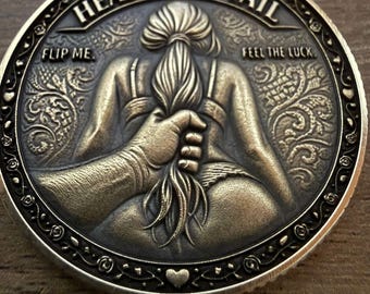 Moneta da lancio in ottone malizioso, se esce testa esce croce/se esce croce esce testa, marcatore per palline da golf sporco, regalo scherzoso per adulti, bomboniera per addio al celibato/nubilato, non adatto al lavoro