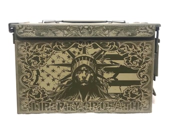 Puszka na amunicję kal. .50 z grawerunkiem laserowym Liberty or Death