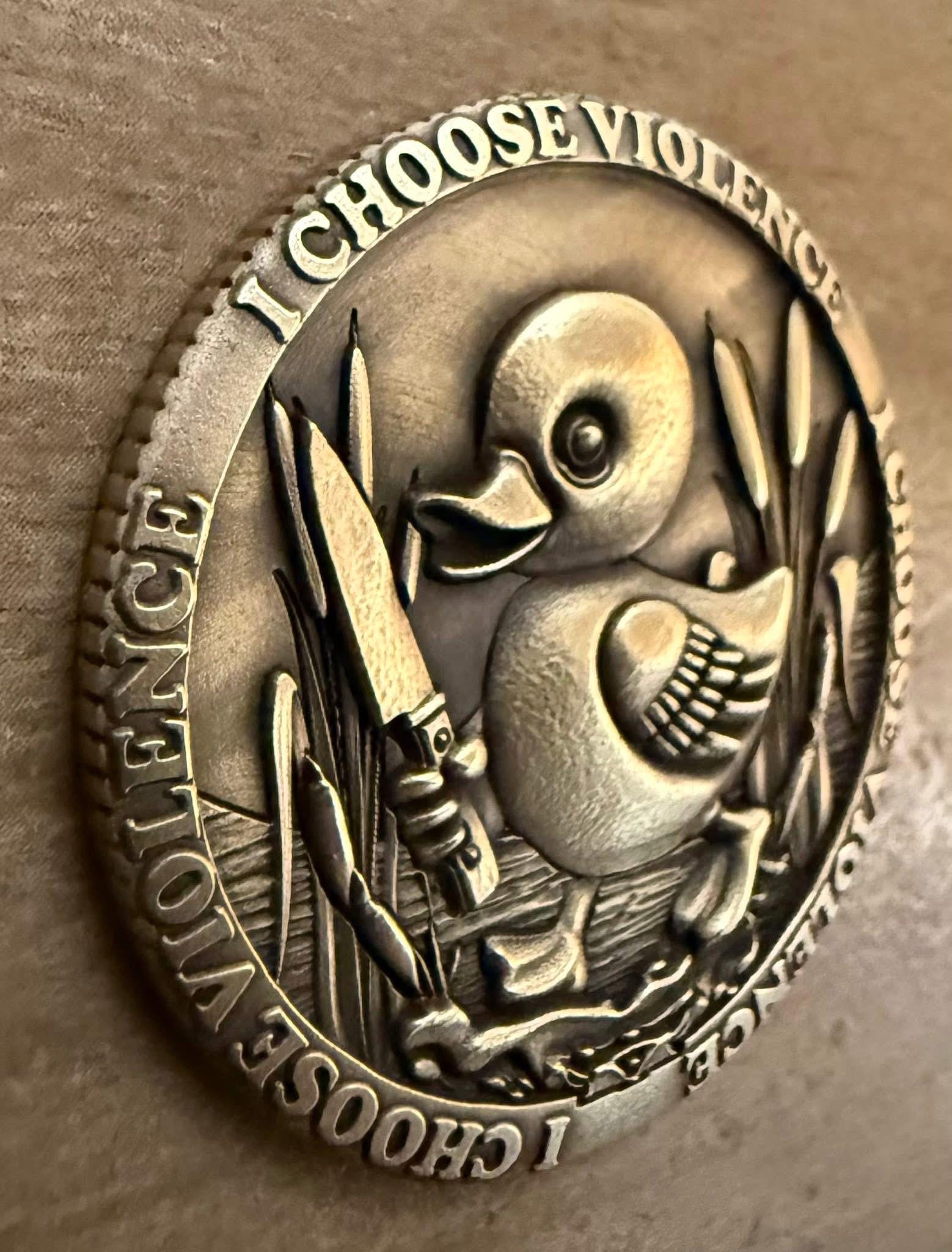 Murder Duck EDC Brass Coin – I Choose Violence - Golf Ball Marker ...