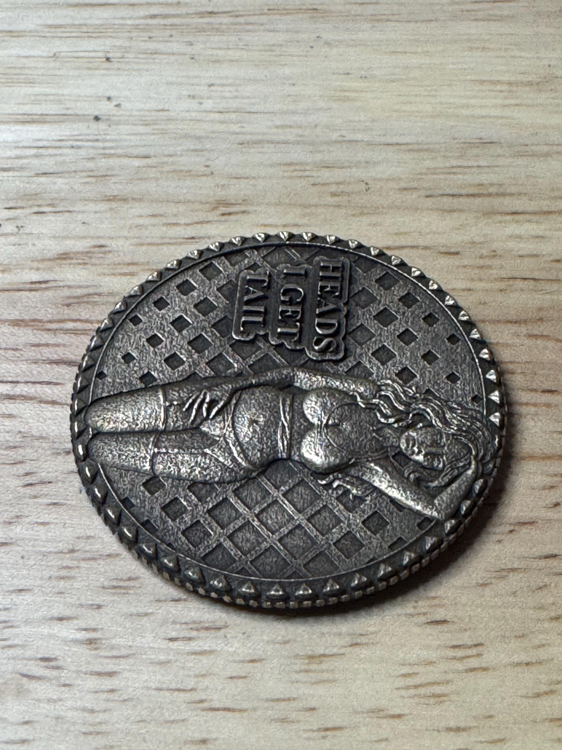 Naughty Brass Coin – “heads I Get Tail, Tails I Get Head” – Adult