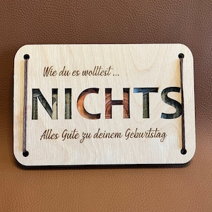 Laser cut Datei Vorlage NICHTS Geburtstag Geldgeschenkkarte svg, xcs