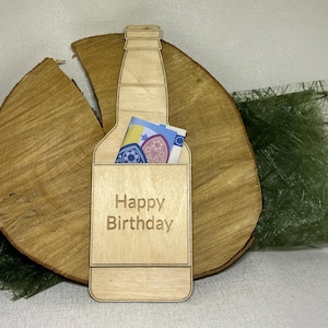 Geldgeschenkkarte zum Geburtstag Happy Birthday Prost Bier Laser cut Datei Vorlage svg, xcs