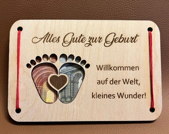 Laser cut Datei Vorlage Geldgeschenkkarte Zur Geburt Sofort Download svg, xcs