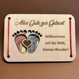 Lasergesneden bestandssjabloon geld cadeaubon voor geboorte Instant download svg, xcs