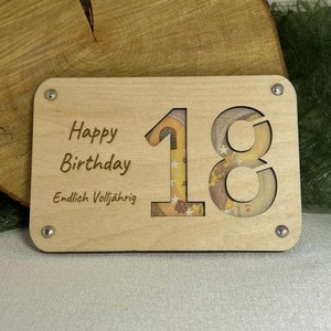 Geldgeschenkkarte  18. Geburtstag Laser cut Datei Vorlage svg, xcs