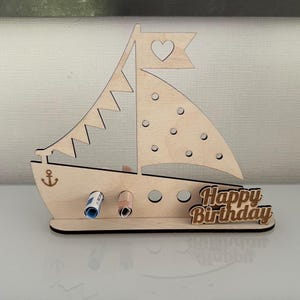 Geld cadeau boot Happy Birthday verjaardag direct downloaden lasergesneden bestand sjabloon svg xcs pdf