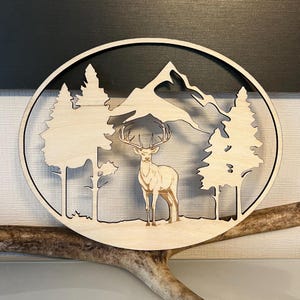 Jagd Natur Wald  Hirsch Türkranz Türschild sofort download Laser cut Datei Vorlage svg xcs pdf