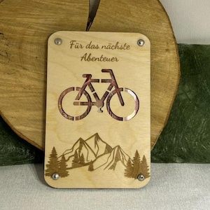 Geldgeschenkkarte Reise Abenteuer Fahrrad Laser cut Datei Vorlage svg, xcs