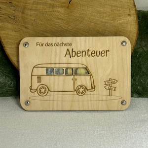 Geld cadeaukaart reisavontuur Bulli lasergesneden bestandssjabloon svg, xcs