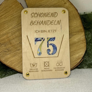 Lasergesneden sjabloon voor een 75e verjaardagscadeaubon in contanten, SVG, XCS