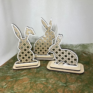 Laser Cut File Easter Bunny Rattan Look 3 mm Téléchargement instantané Fichier numérique zip, svg, pdf, jpg, png