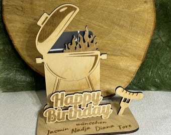 Cash Gift Card Grill Voucher Happy Birthday BBQ Laser cut file template svg, xcs