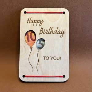 Laser cut file template Happy Birthday Birthday money gift card svg, xcs