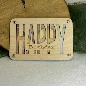 Carte-cadeau d’argent pour l’anniversaire Joyeux anniversaire modèle de fichier découpé au laser svg, xcs