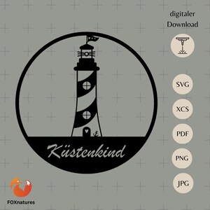 Porta ghirlanda bambino costiero con faro download istantaneo modello di file tagliato al laser svg xcs pdf
