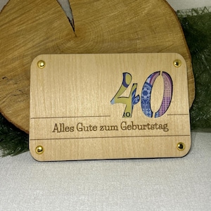 Laser cut Datei Vorlage 40. Geburtstag Geldgeschenkkarte  svg, xcs