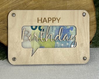 Money gift card for birthday Happy Birthday Laser cut file template svg, xcs