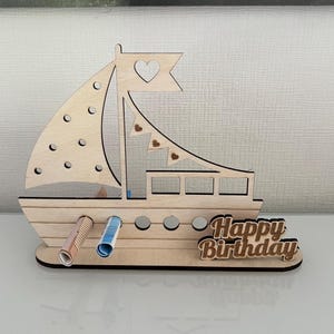Geld cadeau boot Happy Birthday verjaardag direct downloaden lasergesneden bestand sjabloon svg xcs pdf
