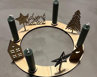 Advent wreath, Advent, Christmas plate laser cut file template svg xcs