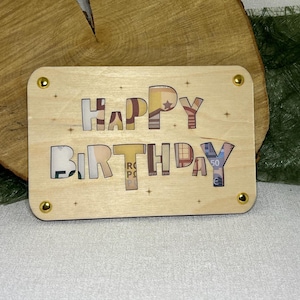 Geldgeschenkkarte Geburtstag Happy Birthday Laser cut Datei Vorlage svg, xcs