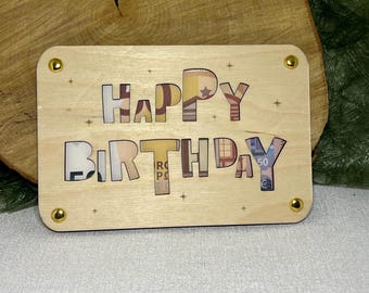 Money Gift Card Birthday Happy Birthday Laser cut file template svg, xcs