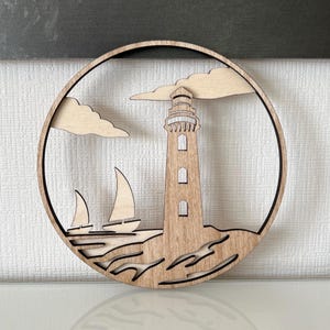 Corona de puerta con faro marino, descarga instantánea, plantilla de archivo cortado con láser, SVG, XCS, PDF