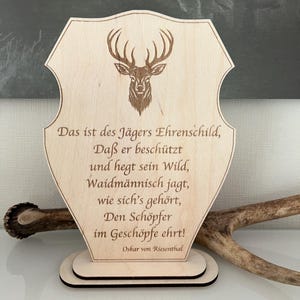 Ehrenschild für Jäger / Jägerin Hirsch Spruch  Jagd sofort download Laser cut Datei Vorlage svg xcs pdf