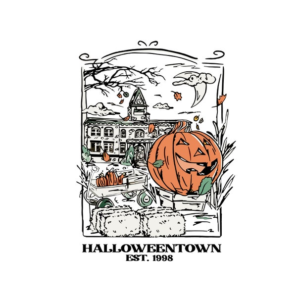 HalloweenTown Est 1998 Png, Halloweentown Png, Pumpkin Png, HalloweenTown 1998 Design, instant download