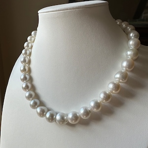 White South Sea Baroque Cultured Pearl Strand Necklace 10-12mm 16inches Mother’s Day Gift Birthday Gift