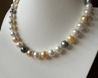 Tahitiaanse Parelketting Ronde 9-10mm A+ - 18K Goud - Gratis Ketting - Pearls & Colors