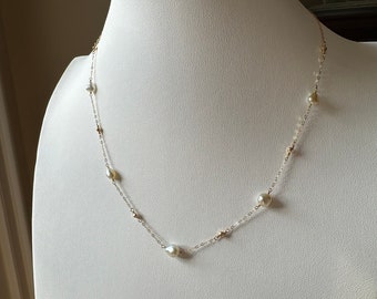 Keshi-parelketting uit de Zuidzee: 18k gouden stationsketting