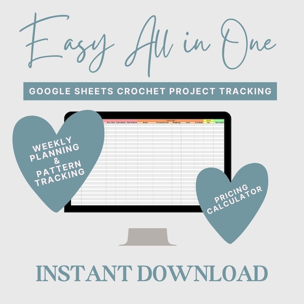 Google Sheets Crochet Project Tracking | Tracker | Planner | Small Business | Time Management | Project Tracker