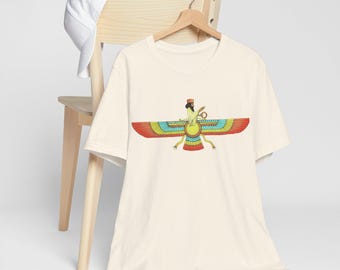 Persian God Faravahar Unisex Tee Shirt,  Zoroastrian Symbol, Nowruz Gift, Persian History Shirt, Persepolis Tee, Short Sleeve Shirt