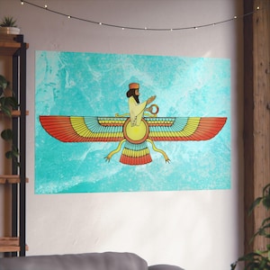 Ahura Mazda Faravahar Zoroastrian Persian God, Achaemenid Art Persian Gift for Nowruz, Persepolis Cyrus Wall Art Print Decor, Home Office