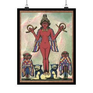Inna Ishtar Vertical Poster, Goddess of War and Love, Mesopotamian Sumerian Babylonian Ancient History Wall Art Print, Mothers Day Gift