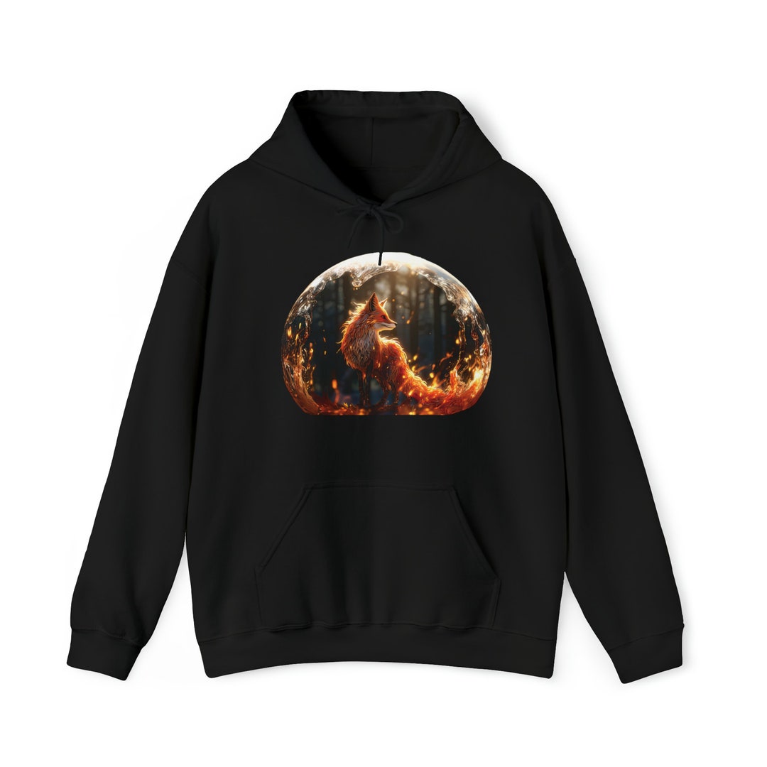 Magical Firefox Hoodie Fox Art Hoodie Red Fox Hoodie Fiery Fox Etsy