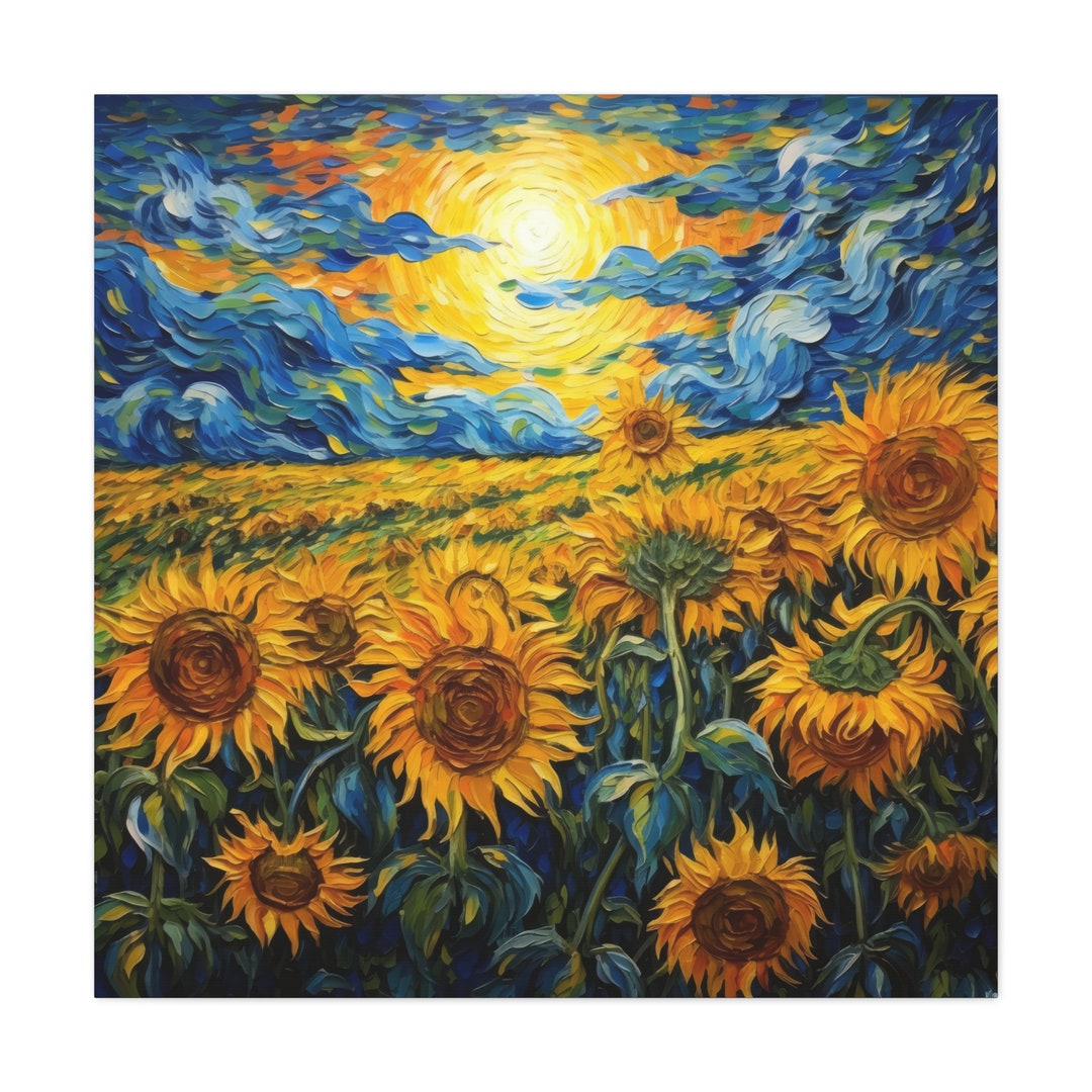 Floral original 5  Sunflower field 12X16 canvas painting – Sarah Gohman  Art & Design