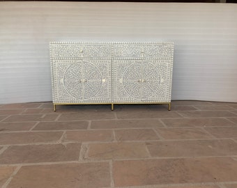 Bone Inlay Sideboard with 4 Doors and 2 Drawers, Bone Inlay Cabinet, Bone Inlay Dresser, Chest of Drawers indian Furniture