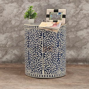 Handmade Bone  Inlay Wooden Modern Flower Pattern End table / Sidetable Furniture