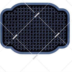 May include: A rectangular, decorative item with a dark blue border and a chainmail pattern in the center. The chainmail design is a lighter blue color. The item has rounded corners and is set against a white background. The item has the text "SAMPLE" in white.