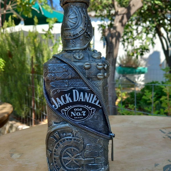 Jack Daniels Steampunk Bottle | 700ml Bottle | Handmade | Steampunk Machinery | Vintage Jack Daniels Bottle | Home Decor | Bar Decor