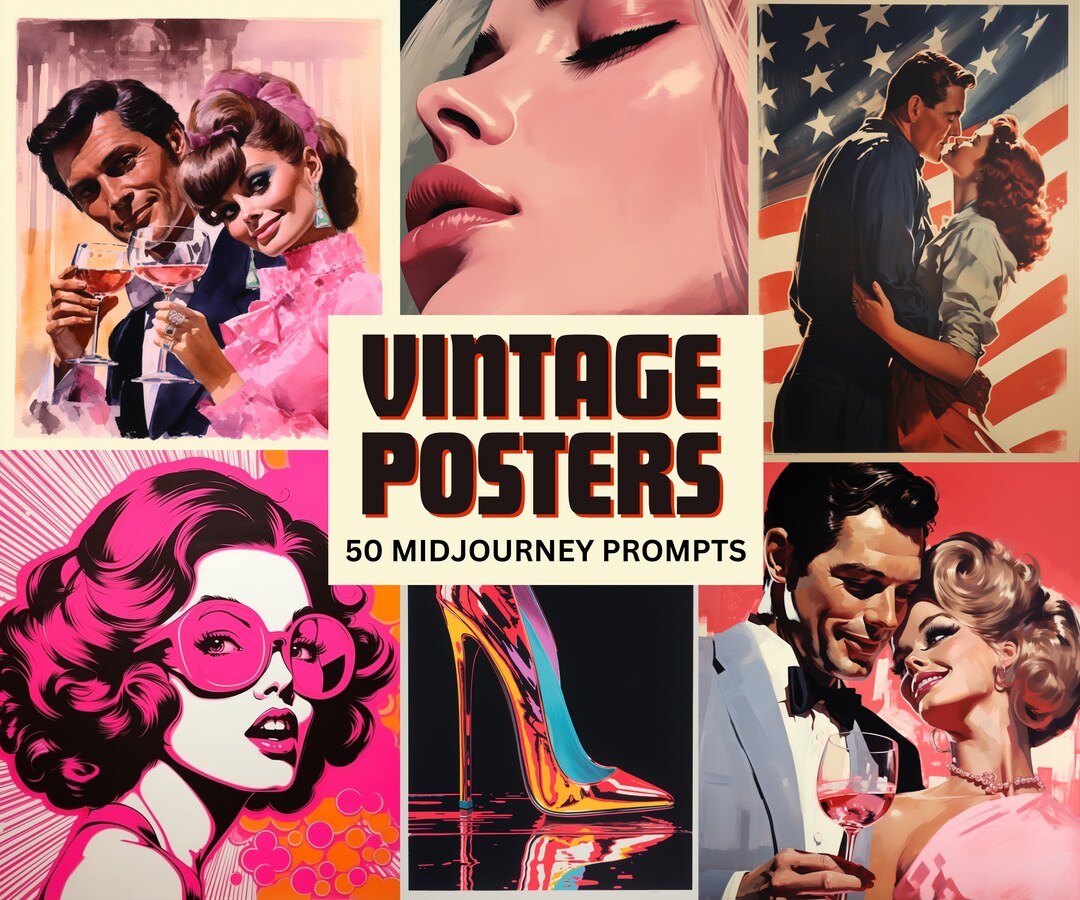 50 Vintage Poster Midjourney Prompts | Retro Style | Vintage Paintings | Midjourney Prompts ...