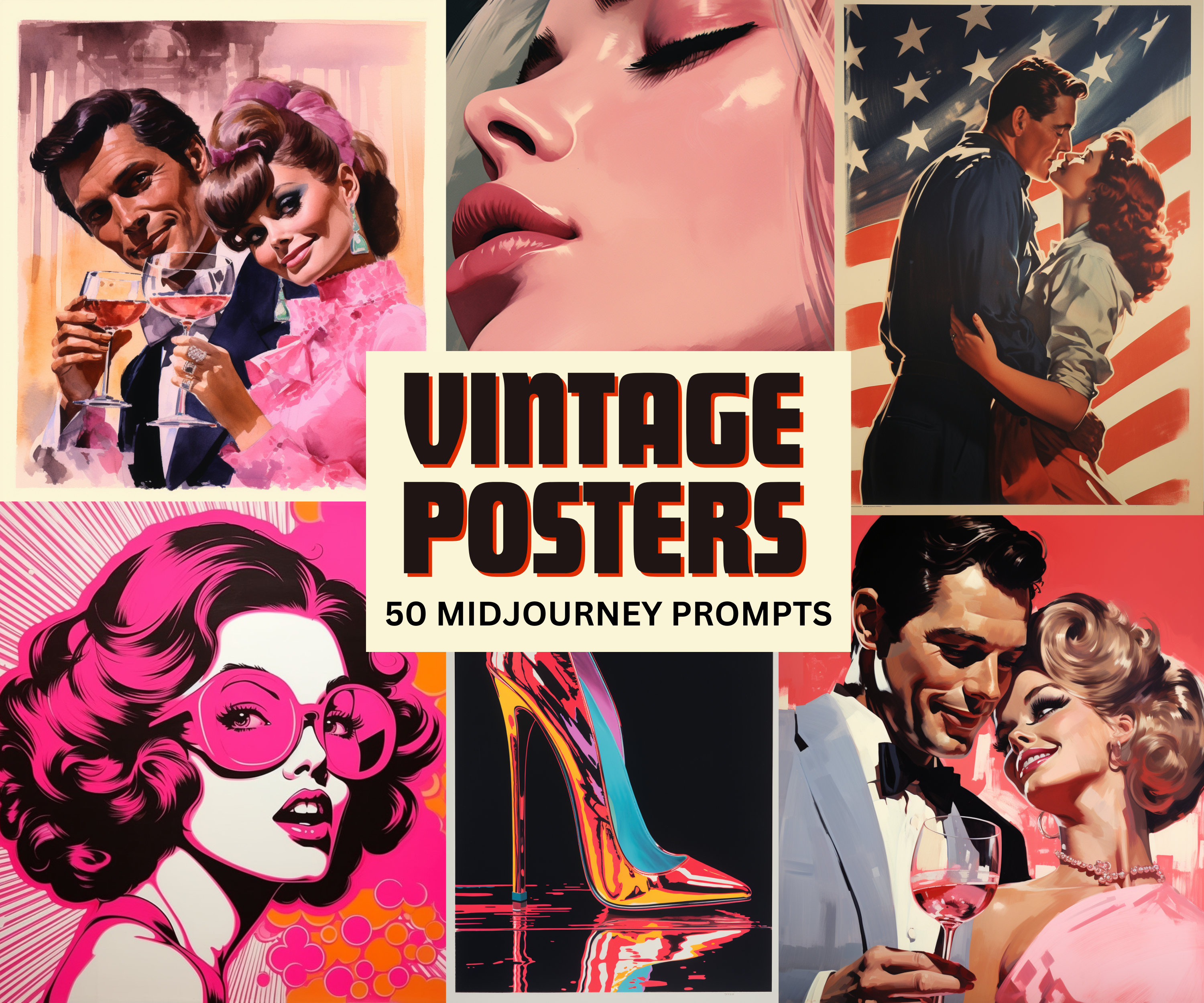 Ai Generated Vintage Posters, Midjourney Prompt for Travel Posters
